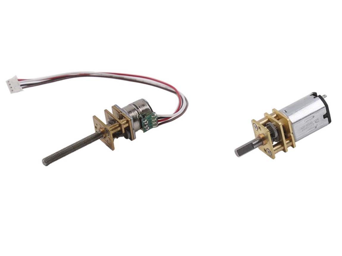 Selection of different motors with gearboxes - Stepper motors or DC motors