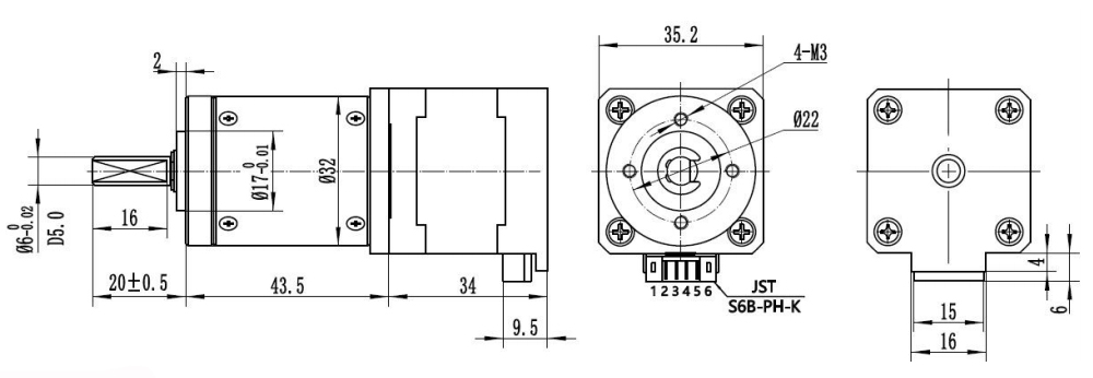 35mm geared stepper motor
