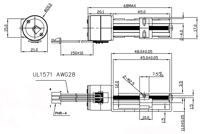 20mm Slider linear stepper motor