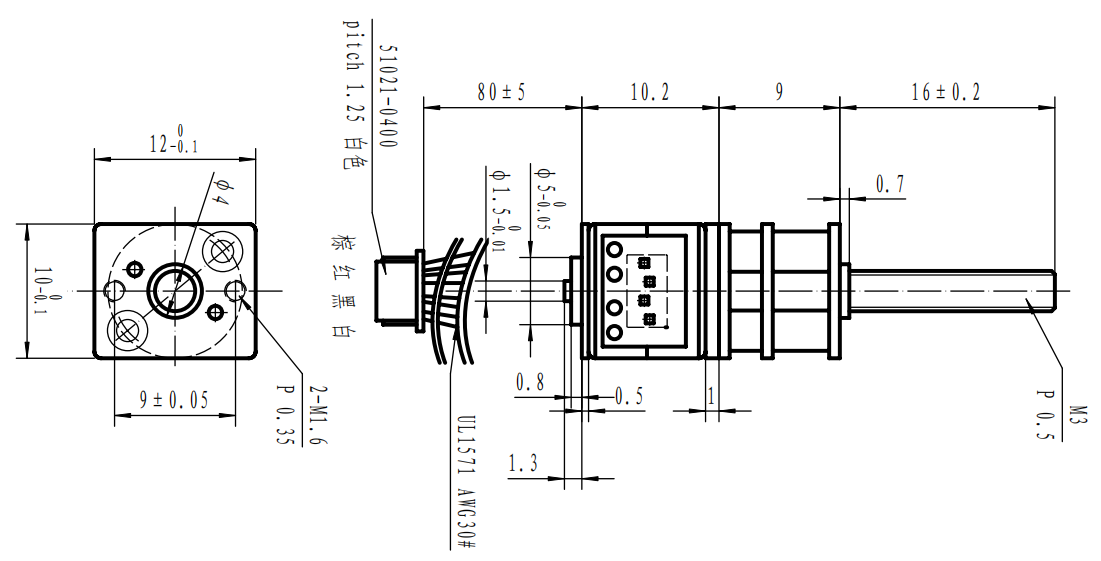 10mm Geared Stepper Motor Design drawing